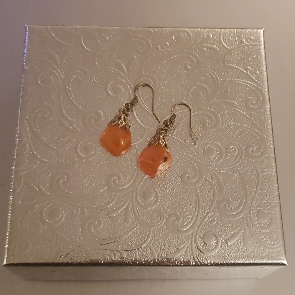 Vintage orange stone drop earrings